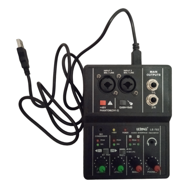Mesa de Som / Interface de Áudio 2 Canais - Transmissões Profissionais!