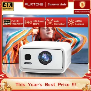 FlixTone D9W Ultra 3000 ANSI Full HD 1080P Projetor para filmes Android WiFi 6 Projetor de feixe de home theater para vídeo ao ar livre projetores no brasil