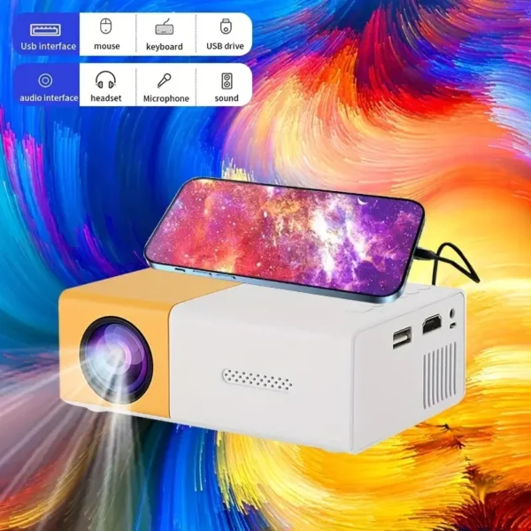 Projetor de home theater led pequeno projetor portátil ao ar livre 300 lumens home theater acampamento ao ar livre reunião de escritório - Imagem 3
