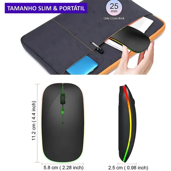 Mouses Wireless Recarregável Led Rgb 2.4 Ghz Sem Fio. - Imagem 4