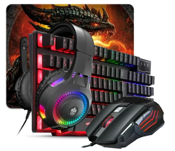 Combo Gamer Periféricos Teclado Mouse Rgb Mouse Pad Headset