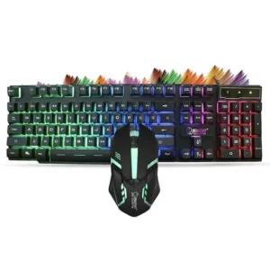 Kit Teclado Mouse Gamer LED USB Membrana Iluminado Ergonômico ABNT2 Confortável Precisão Jogos PC Notebook Desktop Computador