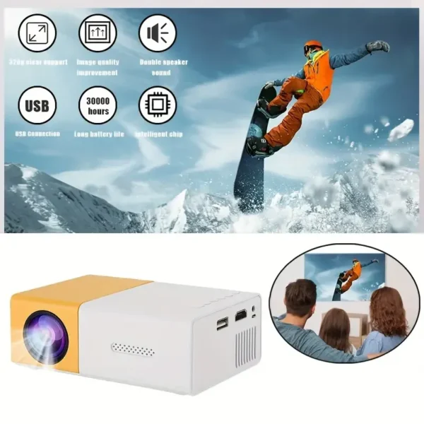 Projetor de home theater led pequeno projetor portátil ao ar livre 300 lumens home theater acampamento ao ar livre reunião de escritório - Imagem 5