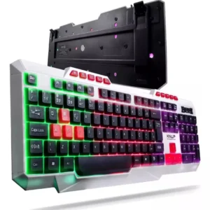 Teclado Gamer Knup Kp Te120 LED RGB Abnt2 Branco Iluminação Teclas Português Brasil Alta Performance Computador Notebook Home
