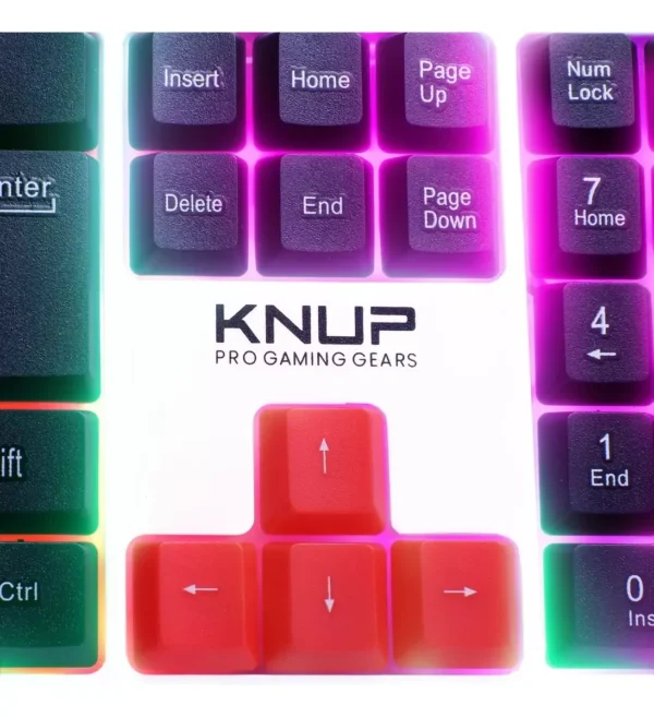 Teclado Gamer Knup Kp Te120 LED RGB Abnt2 Branco Iluminação Teclas Português Brasil Alta Performance Computador Notebook Home - Imagem 2
