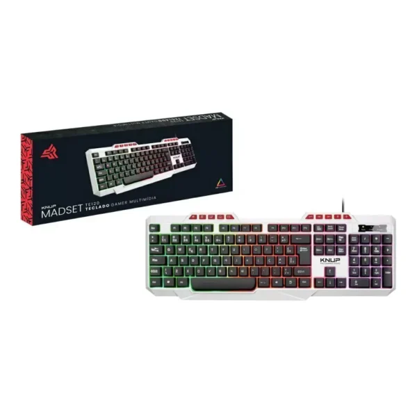 Teclado Gamer Knup Kp Te120 LED RGB Abnt2 Branco Iluminação Teclas Português Brasil Alta Performance Computador Notebook Home - Imagem 5