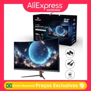 Monitor Gamer Curvo LED 23.6 Polegadas Full HD Tela Curva Grasep D-GR236 Para PC Console PS4 PS5 Xbox Entrada HDMI VGA Suporte