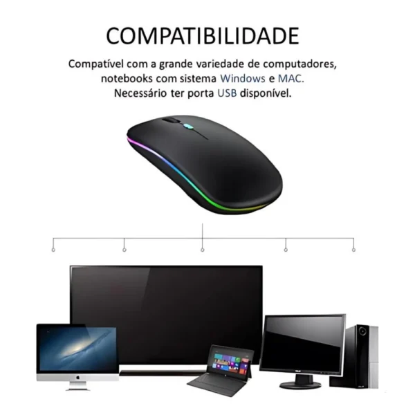 Mouses Wireless Recarregável Led Rgb 2.4 Ghz Sem Fio. - Imagem 3