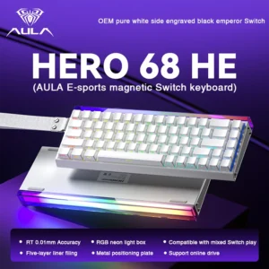 AULA HERO 68HE Teclado com interruptor magnético Gatilho rápido 8K Retorno Esports Gamer Teclado RGB Teclado para jogos com fio