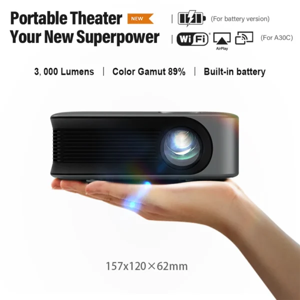 A30C Pro Projetor Portátil AUN LED MINI Projetor Home Smart TV Box Projetores de home theater Cinema Beamer 4k Vídeo via porta HD - Imagem 4