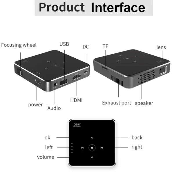 Smartldea novo mini projetor dlp hd suporte 1080p construir na capacidade da bateria com fio telefone espelhamento projetor projetor home theater beamer - Imagem 4