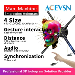 Projetor de holograma HDMI Interação homem-máquina Ventilador 3D em tempo real Suporte solo/emmenda para eventos