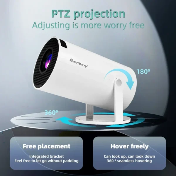 Projetor Android 11 4K 1280*720P HT88 Dual Wifi 260ANSI 180 ° Projetor portátil externo flexível para cinema BT5.0 - Imagem 5