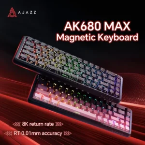 Ajazz ak680 max interruptor magnético teclado mecânico 60% gatilho rápido 0.01mm 8k/1k retorno 68 teclas com fio/sem fio gaming keybaord
