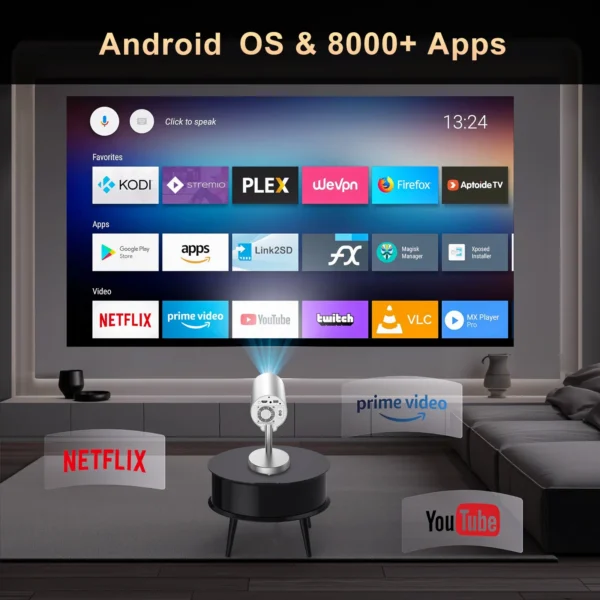 Salange Smart Mini Projetor 4K 1080P Suporte Nativo 720P Suporte 1080P 4K Vídeo Android 13 WiFi Bluetooth Projeção de Teto - Imagem 4