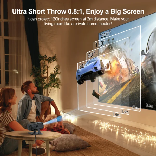 Salange ha109 mini projetor android11 wifi6 bt5.0 280 ansi 720p smart home theater tv smartphone para 1080p 4k vídeo cinema em casa - Imagem 3
