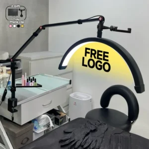 Novo logotipo personalizado 2025 16 polegadas 24w salão de beleza mesa de unhas cama facial lâmpada clip-on com meia lua led lash extensão manicure lâmpada