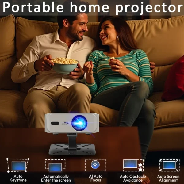 2025 4K Projetor de filmes ao ar livre Android 11 10000 lúmens com alto-falante 5W embutido sem fio WiFi 6 Projetor portátil Bluetooth - Imagem 3