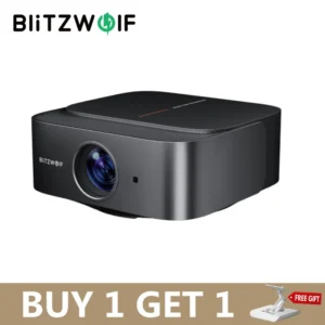 Blitzwolf V10 Projetor LCD de 3 polegadas Tela fundida sem fio de 120 polegadas 5G-WIFI Dual Bluetooth5.3 Keystone elétrico para cima e para baixo
