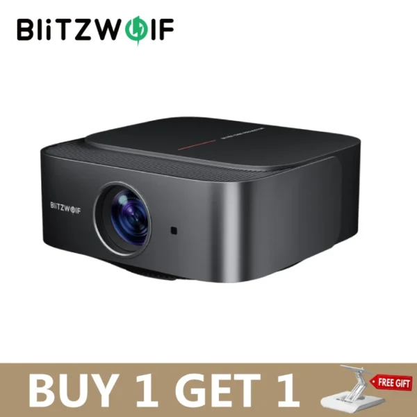 Blitzwolf V10 Projetor LCD de 3 polegadas Tela fundida sem fio de 120 polegadas 5G-WIFI Dual Bluetooth5.3 Keystone elétrico para cima e para baixo