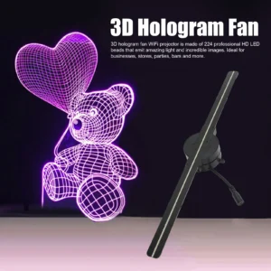Ventilador de holograma 3D 16,5 pol. 2000x224 WiFi Projetor 3D com 224 contas de luz LED para publicidade em lojas de negócios 100-240V