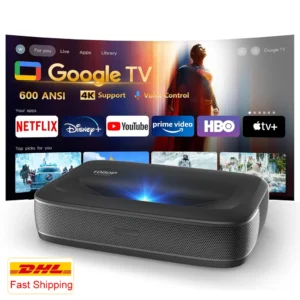 Wupro G3 UST Projetor de laser triplo 4k Google TV 650 ANSI Lumens Foco automático WiFi Projetores de lançamento ultracurto para cinema em casa
