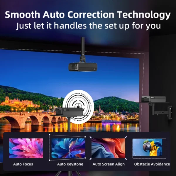 Projetor LED inteligente 4K HDR Android TV 11 1080P Full HD 5G WiFi Suporte de foco automático Dolby Áudio Portátil Home Theater Cinema IPTV - Imagem 5