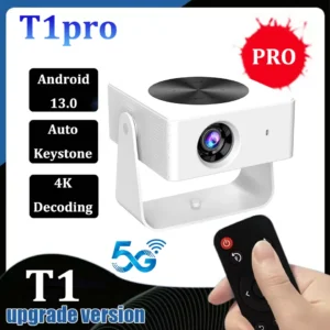 Projetor 4k t1pro kaiaqua recentemente 250 ansi android 13 banda dupla wifi6 bt5.0 auto keystone portátil ao ar livre projetor de cinema em casa