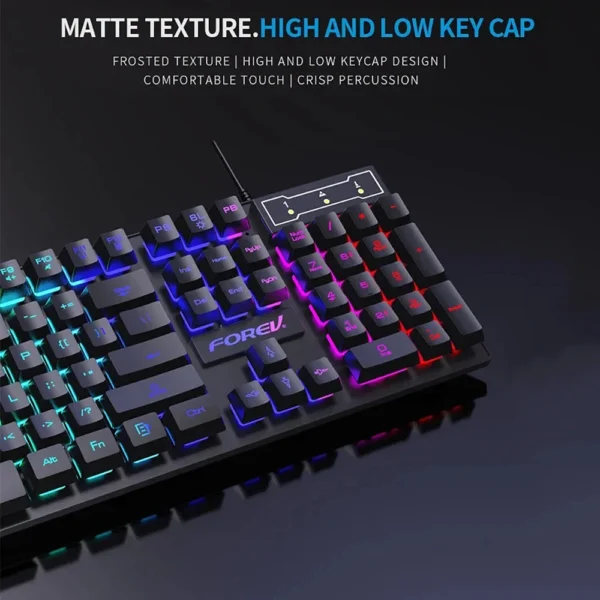 Conjunto de teclado e mouse para jogos de escritório com fio, usb, rgb, retroiluminação luminosa, sensação mecânica, teclado para laptop, computador, acessórios para pc - Imagem 5