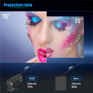 Projetor inteligente 4K HY320 mini Android 11 Dual Wifi6 200 ANSI Allwinner H713 BT5.0 1080P 1980*1080P Projetor de cinema em casa ao ar livre