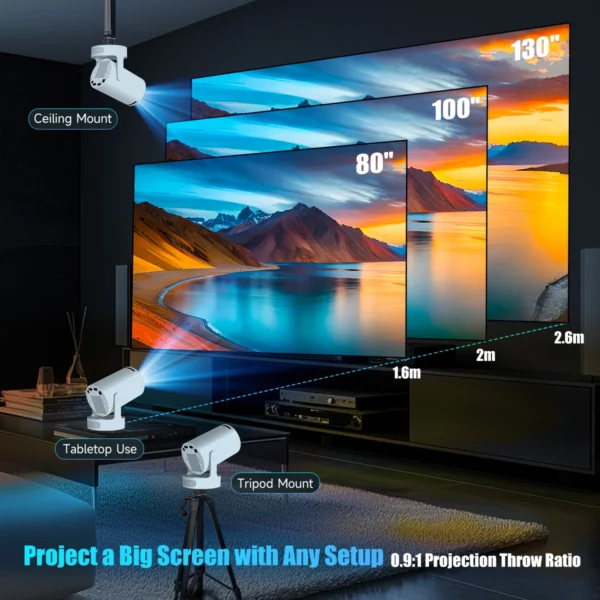 Magcubic HY300 Pro + 4K Android 11 Projetor 8000 Lumens WiFi 6 Projetor de Filme Portátil Home Alto-falante Embutido 720P HD Suporte - Imagem 4