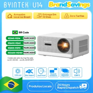 BYINTEK LOVE U14 Full HD 1080P Projetor 4K Inteligente Bluetooth WiFi 6 Suportado 1250ANSI Foco Automático Projetores de Cinema Home Theater