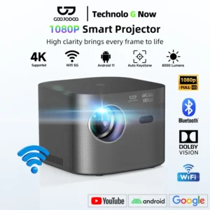 Projetor GOOJODOQ 1080P Full Hd 4k 5G Wifi Bluetooth Projetor Android de filmes ao ar livre com tela de 200 polegadas 13000 lúmens