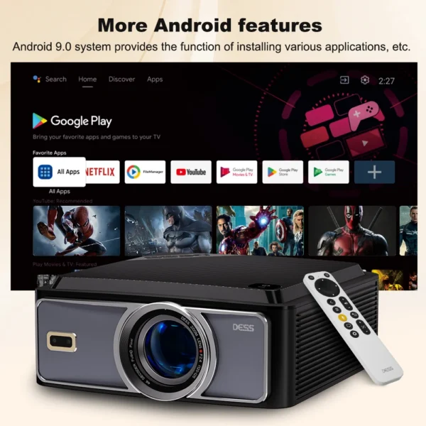DESS Full HD Projetor 4K 1080P 2500NASI Dual Band Wifi 6 BT5.2 Projetor portátil Office Home Android Cinema Projetor inteligente 3D - Imagem 4