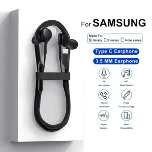 Fone de ouvido com fio tipo C para Samsung, fones de ouvido originais, Galaxy S23, S21, S22 Ultra, Plus, 3,5mm, A54, A34, A53, A53, A53, Acessórios