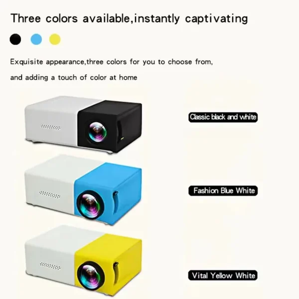 YG300 mini projetor portátil plug-in telefone, plugue USB, home theater LED, adequado para ambientes externos, entretenimento doméstico projetor hy300 - Imagem 6