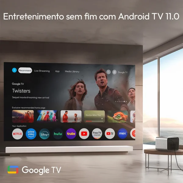 BYINTEK R90 Max 1080P Projetor 4K Full HD DLP 2200 ANSI Lumens Android TV 11.0 3D 4K Projetor de home theater inteligente compatível - Imagem 4
