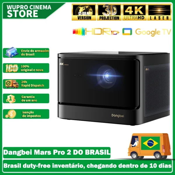 Dangbei mars pro 2 projetor nativo 4k hdr10 + dlp laser cinema 2450 iso lumen google tv android para casa versão global teatro