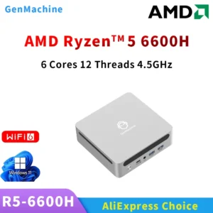 Genmachine Mini PC 6600H DDR5 16G 6400Mhz Windows 11 Ryzen WiFi 6 Gaming PC Display DIY Gaming Computer Gamer Pc Ordenador