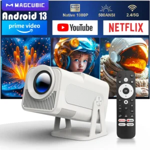 Magcubic Netflix Oficialmente Licenciado Android 13 HY320 NTV Mini Projetor Com Amlogic S950D4 1080P 500ANSI Dual WiFi BT5.2 Voz