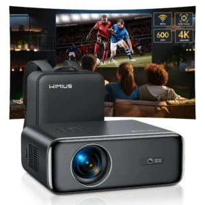 WiMiUS Auto Focus/4K Suporte Projetor Nativo 1080P com WiFi 6 e Bluetooth 5.2 600ANSI Projetor Doméstico Externo 6D Keystone