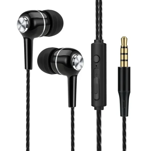Fones de ouvido com fio 3.5mm, intra-auriculares esportivos, graves, celular, fone de ouvido estéreo com microfone, controle de volume, música - Imagem 5