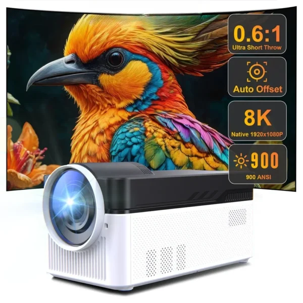 Projetor de lançamento ultracurto 8K 4K 1080P 900ANSI BT5.4 WiFi6 Allwinner H716 Projetor de foco eletrônico Android 11 HY450 - Imagem 2