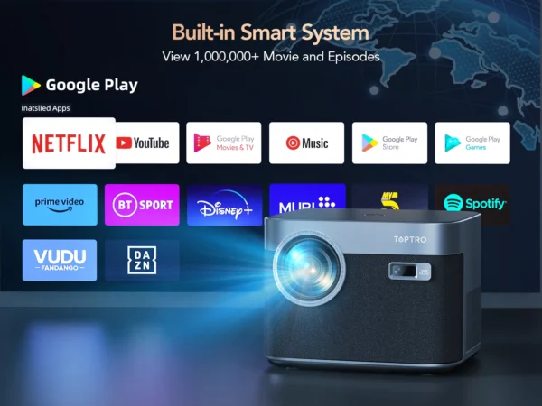 Projetor TOPTRO X7 4K Android 9.0 26000 Lumens nativo 1080P WiFi6 Projetor Bluetooth Foco automático/Keystone Home Theater ao ar livre - Imagem 2