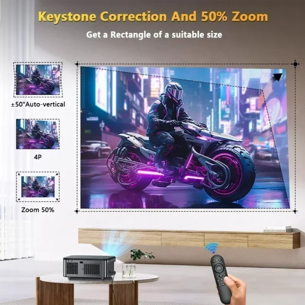 Xylbsy 25000 lúmens android projetor 4k wifi6 bluetooth 5.1 foco automático/projetor keystone vídeo home theater projetor beamer - Imagem 5