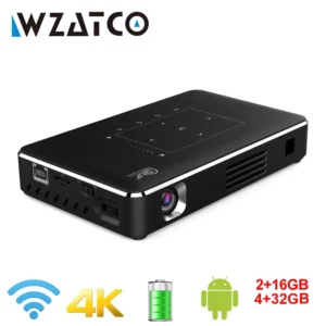 WZATCO P10 DLP Projetor 3D Smart WIFI MINI Projetores Suporte FULL HD 4K Home Theater LED Beamer Projetor Bateria embutida