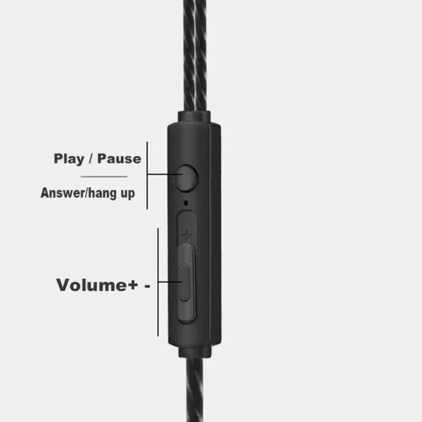 Fones de ouvido com fio 3.5mm, intra-auriculares esportivos, graves, celular, fone de ouvido estéreo com microfone, controle de volume, música - Imagem 3