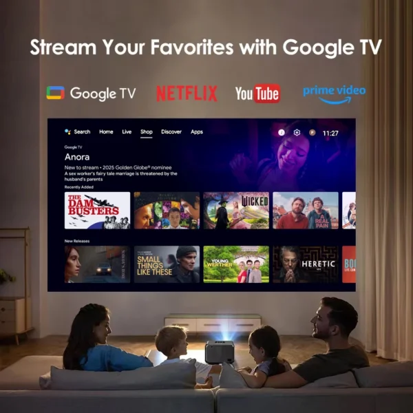 Projetor CAIWEI A6G Android 14 Full HD 1080P Google TV Smart 5G WiFi Foco automático Home Cinema Vídeo Beam 4K Projetores portáteis - Imagem 2
