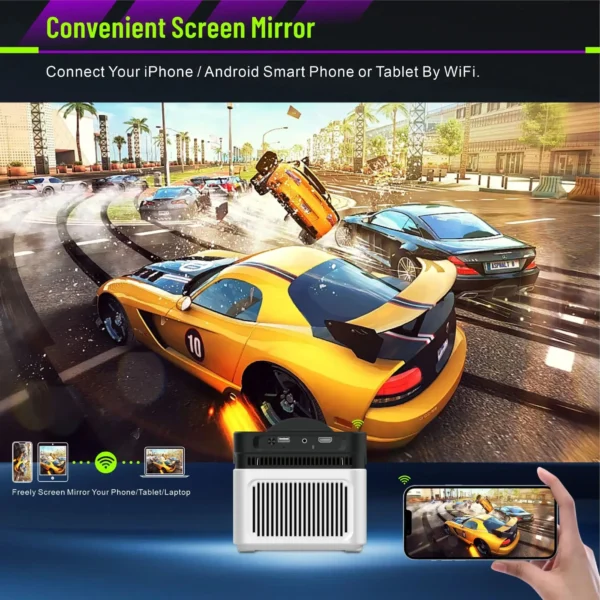 Projetor HY450 900ANSI 2G/32G 1920X1080 com deslocamento automático 8K 4K BT5.4 Foco eletrônico WiFi6 AllwinnerH716 Voz - Imagem 4