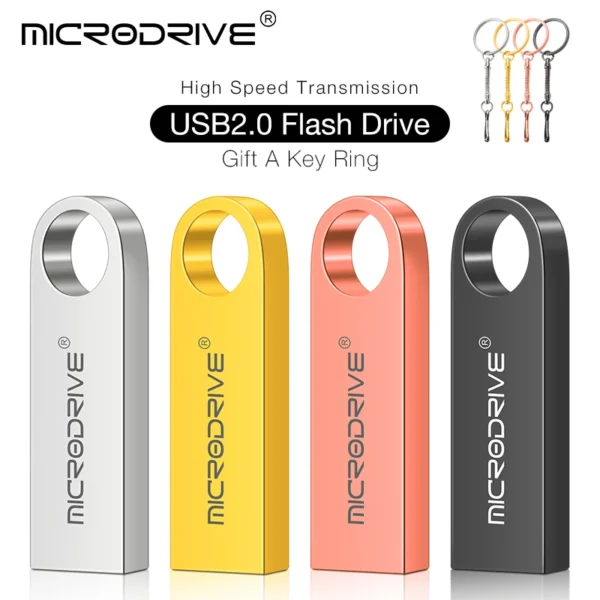 Metal USB 2.0 Flash Drive Pendrive 16GB 32GB 64GB Memory Stick U Disk 128GB Chaveiro Presente - Imagem 2
